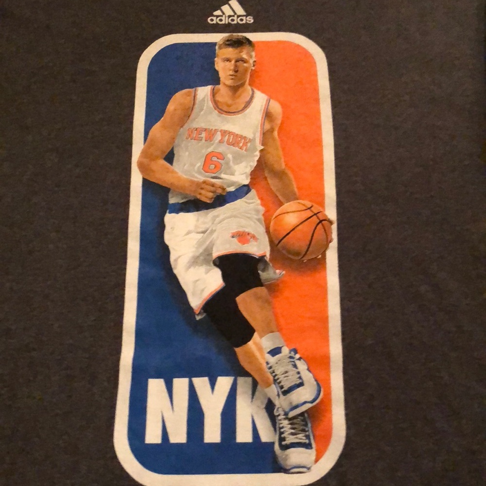 Knicks Kristaps Porzingis adidas Logoman T-Shirt - Picture 6 of 7